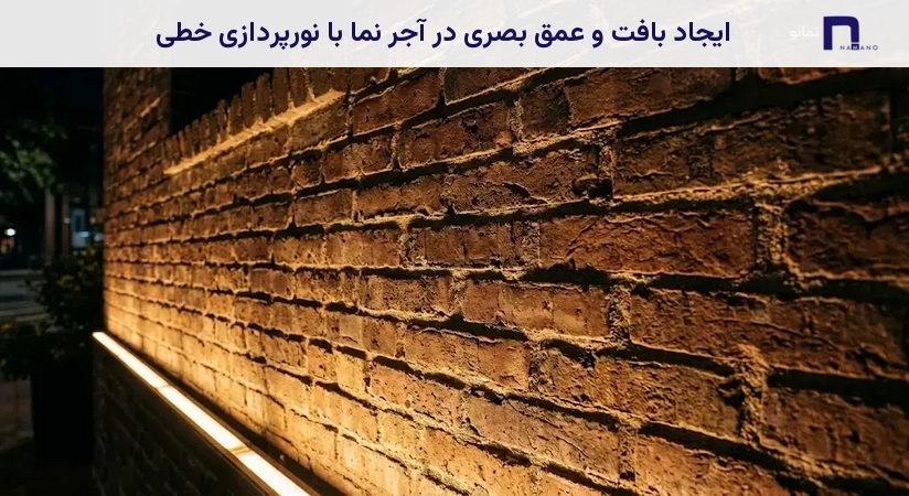 ایجاد بافت و عمق بصری در آجر نما با نورپردازی خطی