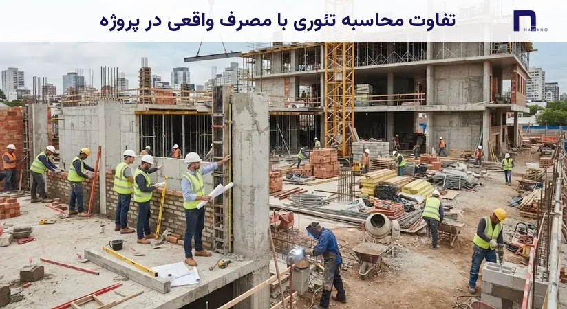 تفاوت محاسبه تئوری با مصرف واقعی در پروژه